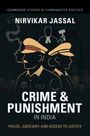 „Crime & Punishment in India“ von Nirvikar Jassal; Illustration mit Polizisten in Uniform und Justizsymbolen im Hintergrund.