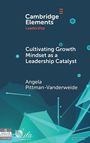 Text: "Cambridge Elements Leadership. Cultivating Growth Mindset as a Leadership Catalyst. Angela Pittman-Vanderweide." Grafische Illustration mit blauen und grünen geometrischen Formen und kleinen Kreisen.