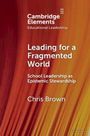 "Leading for a Fragmented World: School Leadership as Epistemic Stewardship" von Chris Brown. Roter Hintergrund mit gelben Linien.