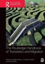 Titel: The Routledge Handbook of Translation and Migration. Buchdeckel mit Labyrinth und Holzbrücke.