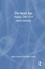 "The Stuart Age: England, 1603–1714, Sixth Edition" von Barry Coward und Peter Gaunt auf blauem Hintergrund mit abstrakten Mustern.