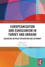EUROPEANISATION AND EURASIANISM IN TURKEY AND UKRAINE. Bunte geometrische Formen. Links unten Routledge-Logo.