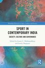 "SORT IN CONTEMPORARY INDIA" in fetten Buchstaben, mit buntem, abstraktem Hintergrund in Blau- und Rottönen.