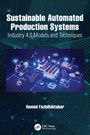 "Sustainable Automated Production Systems", "Industry 4.0 Models and Techniques". Illustration von vernetzten Fabriken und Technologien.