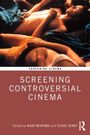 „Screening Controversial Cinema“ steht in weißen Buchstaben auf rotem Hintergrund. Oben ein Bild von zwei sich umarmenden Personen.