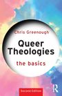 "Chris Greenough, Queer Theologies, the basics, Second Edition." Bunter, wolkiger Hintergrund und schwarz-weiße Kreise.
