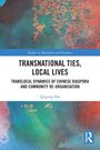 "Transnational Ties, Local Lives" oben. Autor: Qiuping Pan. Abstrakte, farbenfrohe Muster in Blau und Rot. Routledge-Logo.