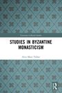 "Variorum Collected Studies: STUDIES IN BYZANTINE MONASTICISM, Alice-Mary Talbot." Muster aus blauen Rauten mit Ornamenten.