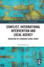 Titel: "Conflict, International Intervention and Local Agency". Autor: Ervjola Selenica. Abstrakte blaue und gelbe Struktur.