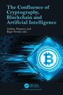 "The Confluence of Cryptography, Blockchain and Artificial Intelligence" mit Bitcoin-Symbol auf einem digitalen Hintergrund.
