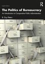 Text: "The Politics of Bureaucracy: An Introduction to Comparative Public Administration, B. Guy Peters." Hintergrund: Offene Aktenschränke mit Leitern.