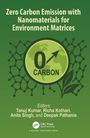 Text: „Zero Carbon Emission with Nanomaterials for Environment Matrices“, „0 Carbon“. Grüner Hintergrund mit Molekülstruktur.