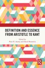"DEFINITION AND ESSENCE FROM ARISTOTLE TO KANT", darüber bunte geometrische Muster, unten ein quadratisches Logo.