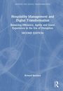 Titel: "Hospitality Management and Digital Transformation". Blaues Cover, weiße Schrift, abstrakte Dekoration.