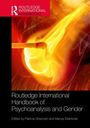 "Routledge International Handbook of Psychoanalysis and Gender." Streichholzflamme in kräftigem Orange und Gelb.