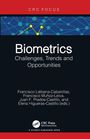 Der Text lautet: "Biometrics: Challenges, Trends and Opportunities" mit Autoren: Francisco Liébana-Cabanillas et al. Oben ein Netzwerkmuster.