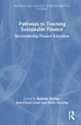 Weißer Text auf blauem Hintergrund: "Pathways to Teaching Sustainable Finance". Herausgeber: Rachelle Belinga et al.