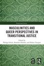 "MASULINITIES AND QUEER PERSPECTIVES IN TRANSITIONAL JUSTICE" auf grünem, ornamentalen Hintergrund, Routledge-Logo.