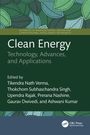 "Clean Energy: Technology, Advances, and Applications" von Verma et al. Blatt-Muster oben, CRC Press Logo unten rechts.