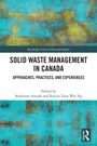 „SOLID WASTE MANAGEMENT IN CANADA“ Schriftzug in Schwarz. Kunstvolles, abstraktes Muster in Türkis und Gelb.