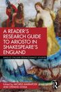 Titel: "A Reader’s Research Guide to Ariosto in Shakespeare’s England". Illustration: Figuren in kräftigen Farben.