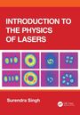 Oben steht "Introduction to the Physics of Lasers" und unten "Surendra Singh". Acht abstrahierte, bunte Laser-Muster.