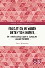 "Education in Youth Detention Homes" mit roten, gemusterten Dreiecken im Hintergrund, Autor: David Wästerfors.