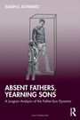 Titel: Absent Fathers, Yearning Sons. Illustration: Kind blickt auf Mann in Glaskasten, symbolhaft.