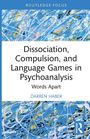 "Buchtitel: 'Dissociation, Compulsion, and Language Games in Psychoanalysis' von Darren Haber. Abstrakte blaue Kunst."