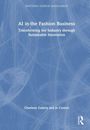 Buchtitel: "AI in the Fashion Business". Autoren: Charlene Gallery und Jo Conlon. Blauer Hintergrund mit abstraktem Muster.
