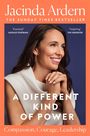 "Jacinda Ardern", "A DIFFERENT KIND OF POWER", "Compassion, Courage, Leadership". Frau lächelt seitlich.