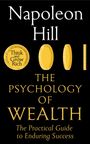 Auf schwarzem Hintergrund: "Napoleon Hill", "The Psychology of Wealth", daneben goldene Münzen als grafisches Element.