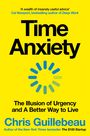„Time Anxiety“ in großer schwarzer Schrift, darunter ein blau-grünes Kreis-Icon. Gelber Hintergrund.