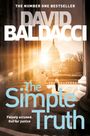 „THE NUMBER ONE BESTSELLER“, „DAVID BALDACCI“, „The Simple Truth“, „Falsely accused. Out for justice“. Ein Mann läuft auf das Kapitol zu.