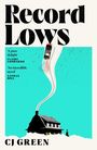 "Record Lows" in großer Schrift, darunter Zitate von Claire Lombardo und Nathan Hill. Eine Illustration: Auto auf einer Straße vom Haus weg.