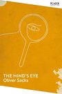 "The Mind's Eye, Oliver Sacks." Ein stilisiertes Auge innerhalb einer Lupe auf orangefarbenem Hintergrund.