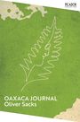 Text: "Oaxaca Journal, Oliver Sacks". Grüne Abdeckung mit weißer Skizze eines Blattes und einer Gesichts-Silhouette.