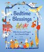 "Bedtime Blessings. Bible Stories and Prayers for a Peaceful Night." Illustrationen mit Tieren, Engeln und Menschen in bunten Gewändern.