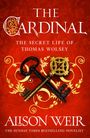 „THE CARDINAL“, „THE SECRET LIFE OF THOMAS WOLSEY“ und „ALISON WEIR“. Goldene Ornamente und zwei alte Schlüssel.