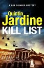 "A Bob Skinner Mystery. Quintin Jardine. KILL LIST." Ein majestätisches Gebäude unter einem dramatischen Himmel mit Vögeln.