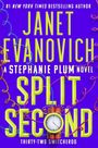 "Janet Evanovich, A Stephanie Plum Novel, Split Second, Thirty-Two Switcheroo." Ein Wecker ist in bunte Drähte gewickelt.