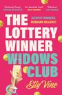 "The Lottery Winner Widows Club." Unterzeile: "Jackpot winners. Husband killers?" Hand mit Champagner, in Handschellen.