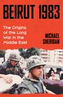 Text: "Cover to be revealed. The Knife Edge. Michael Sheridan. Headline Press." Hintergrund zweifarbig in Rosa und Weiß.