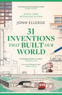 „31 Inventions That Built Our World“ von Jonn Elledge. Skizzen von Gebäuden, einem Bus und einer U-Bahn.