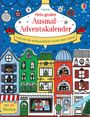"Mein großer Ausmal-Adventskalender", "Erwecke die weihnachtliche Stadt zum Leben!", "mit 24 Türchen". Bunte Häuserreihe.