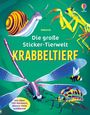 "Die große Sticker-Tierwelt: KRABBELTIERE" mit bunter Schnecke, Gottesanbeterin, Libelle, Biene und Käfer auf grünem Hintergrund.