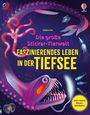 „Die große Sticker-Tierwelt: Faszinierendes Leben in der Tiefsee“. Illustration mit bunten Tiefseekreaturen.