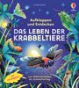 Aufklappen und Entdecken: Das Leben der Krabbeltiere. Illustration mit leuchtenden Insekten und Pflanzen in lebhaften Farben.