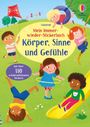 Titel: "Mein Immer-wieder-Stickerbuch: Körper, Sinne und Gefühle" mit über 110 wiederablösbaren Stickern. Fröhliche Kinder spielen.