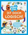 „Knobel-Klub: Ist doch logisch! Trainiere dein Gehirn! Hinweise kombinieren, Muster finden, Folgen erkennen.“ 
Illustration mit Pinguinen, Robotern, Zahnrädern.